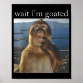 Wait I'm Goated Funny Thinking Monkey Meme Gen Z H Poster (Vorne)
