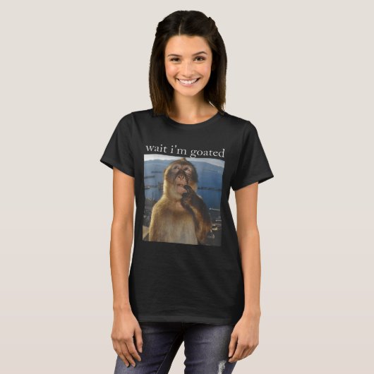 Wait I'm Goated Funny Thinking Monkey Meme Gen Z H T-Shirt (Vorne ganz)