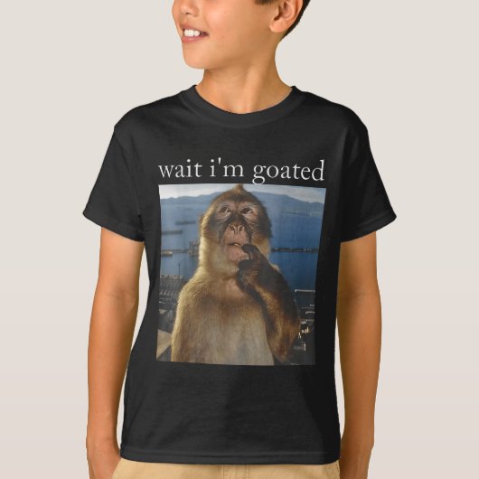 Wait I'm Goated Funny Thinking Monkey Meme Gen Z H T-Shirt (Vorderseite)