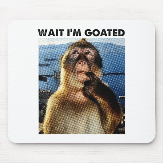Wait I'm Goated Y2k Funny Thinking Monkey Meme Bra Mousepad (Vorne)