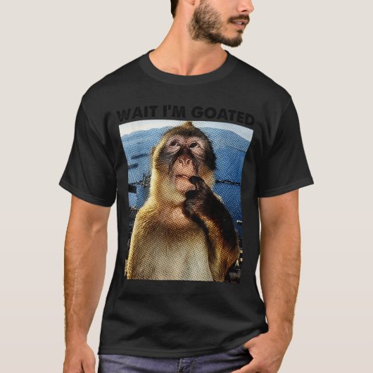 Wait I'm Goated Y2k Funny Thinking Monkey Meme Bra T-Shirt (Vorderseite)