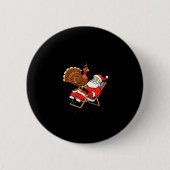 Wait Your Turn Fat Boy Funny Santa & Turkey Ch Button (Vorderseite)