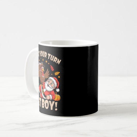 Wait Your Turn Fat Boy Funny Thanksgiving Christma Kaffeetasse (Vorderseite Links)