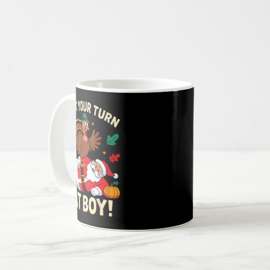 Wait Your Turn Fat Boy Thanksgiving Christmas  Kaffeetasse (Vorderseite Links)