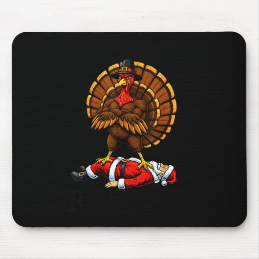 Wait Your Turn Fat Boy Turkey And Santa Sign Mousepad (Vorne)