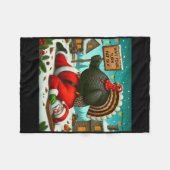 Wait Your Turn Fat Boy Turkey Santa Funny Thanksgi Fleecedecke (Vorderseite (Horizontal))