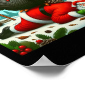 Wait Your Turn Fat Boy Turkey Santa Funny Thanksgi Poster (Ecke)