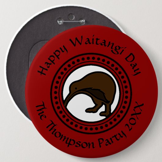 Waitangi Day bearbeiten Text New Zealand Kolossal Button (Vorne & Hinten)