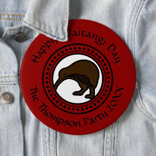 Waitangi Day bearbeiten Text New Zealand Kolossal Button