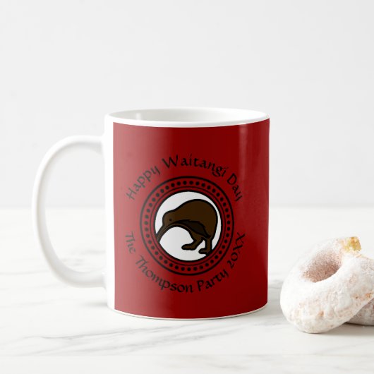 Waitangi Day kann Text bearbeiten Neuseeland Kaffeetasse (Mit Donut)
