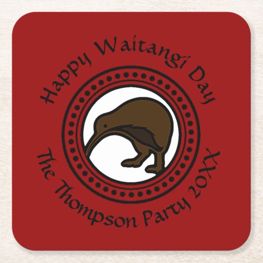 Waitangi Day kann Text bearbeiten Neuseeland Rechteckiger Pappuntersetzer (Vorderseite)