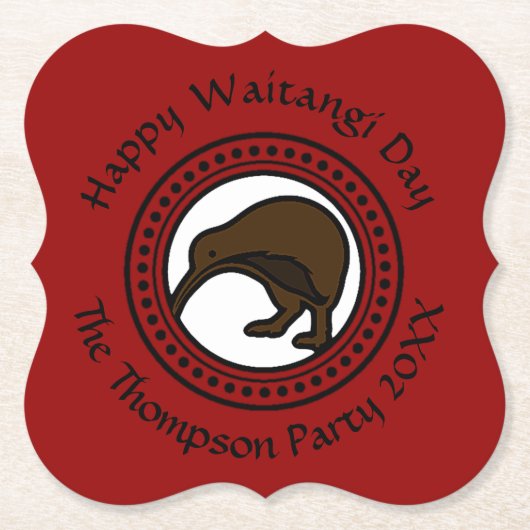 Waitangi Day kann Text bearbeiten Neuseeland Untersetzer (Vorderseite)