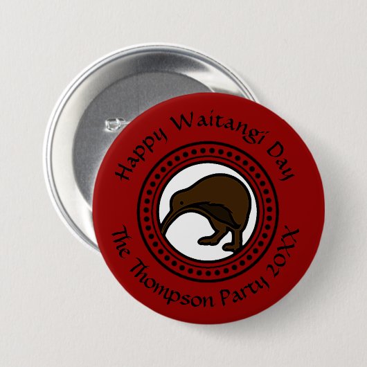Waitangi Day kann Text bearbeiten New Zealand groß Button (Vorne & Hinten)