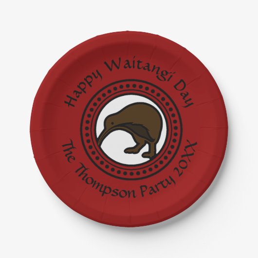 Waitangi Day kann Text in Neuseeland bearbeiten 7" Pappteller (Vorderseite)