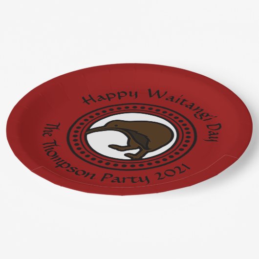 Waitangi Day kann Text New Zealand Large 9 bearbei Pappteller (Schrägansicht)