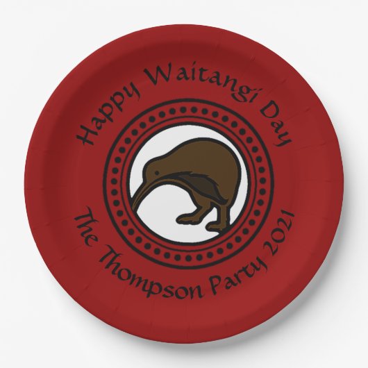 Waitangi Day kann Text New Zealand Large 9 bearbei Pappteller (Vorderseite)