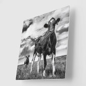 Waiting BW Crop Quadratische Wanduhr (Winkel)