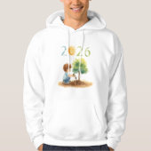 Waiting for 2026 – Boy Planting a Tree for the New Hoodie (Vorderseite)