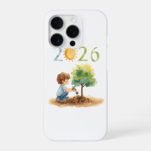 Waiting for 2026 – Boy Planting a Tree for the New iPhone Hülle (Rückseite)