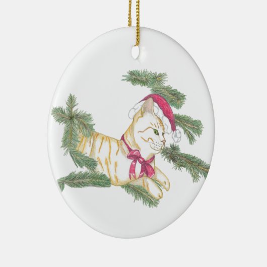 Waiting for Santa kitty Keramik Ornament (Rechts)