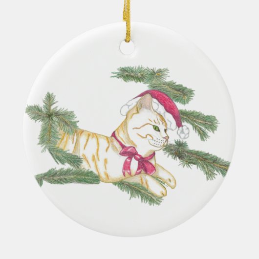 Waiting for Santa kitty Keramik Ornament (Hinten)