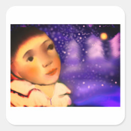 Waiting for Santa Quadratischer Aufkleber