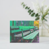 Waiting Green Park Benches Postkarte (Stehend Vorderseite)