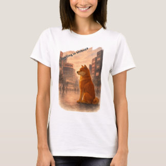 Waiting in Shibuya — Faithful Akita at Sunset T-Shirt