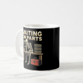 Waiting On Parts Funny Skeleton Mechanic Garage Kaffeetasse (Vorderseite Links)