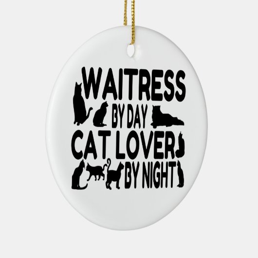 Waitress Cat Lover Keramik Ornament (Rechts)