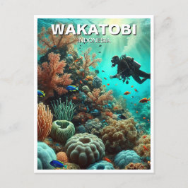Wakatobi Indonesia Scuba Diver Postkarte
