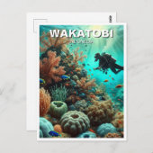 Wakatobi Indonesia Scuba Diver Postkarte (Vorne/Hinten)