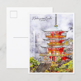 Wakayama Burg Japan Jahrgang Reise Aquarell Postkarte