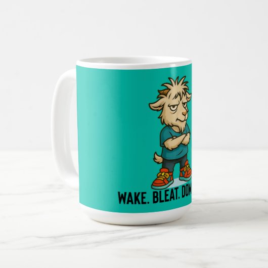 Wake Bleat Dominate Goat Mug Kaffeetasse (Vorderseite Links)