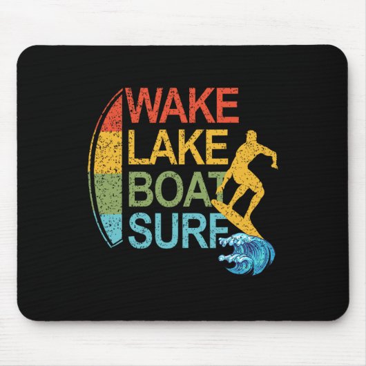 Wake Lake Boot Surf Surfen Surfboarding Surfbrett Mousepad (Vorne)