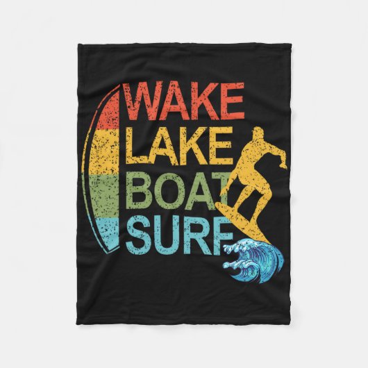 Wake Lake Boot Surf Surfing Surfboarding Surfbrett Fleecedecke (Vorderseite)