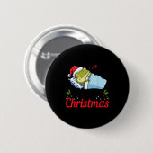 Wake Me Up When It's Christmas Cute Frog Animal Sl Button (Vorne & Hinten)