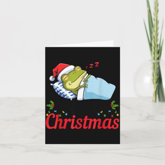 Wake Me Up When It's Christmas Cute Frog Animal Sl Karte (Vorderseite)