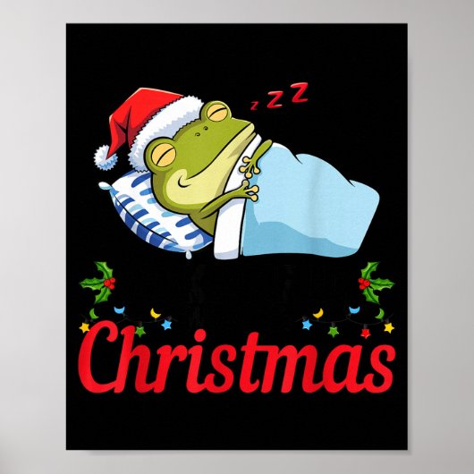 Wake Me Up When It's Christmas Cute Frog Animal Sl Poster (Vorne)