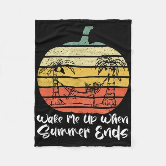 Wake Me Up When Summer Ends Funny Skeleton Hallowe Fleecedecke (Vorderseite)