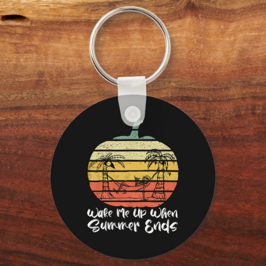 Wake Me Up When Summer Ends Funny Skeleton Hallowe Schlüsselanhänger (Vorderseite)