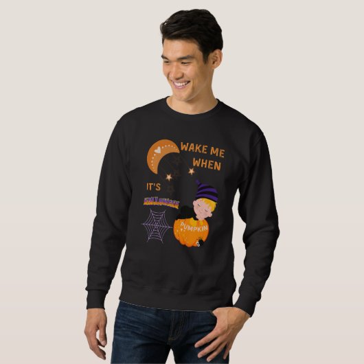 Wake Me When Its Halloween Cute Pumpkin Sleeping K Sweatshirt (Vorne ganz)