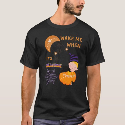 Wake Me When Its Halloween Cute Pumpkin Sleeping K T-Shirt (Vorderseite)
