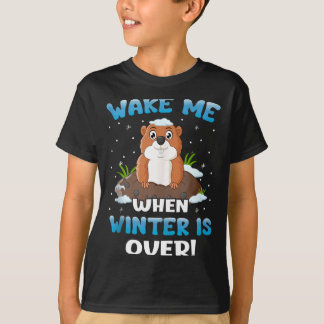 Wake Me When Winter Is Over Funny Groundhog Woodch T-Shirt