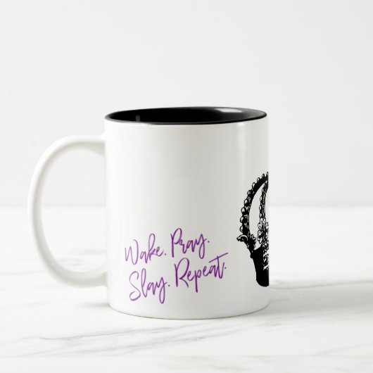Wake.Pray.Slay.Repeat Zweifarbige Tasse (Links)