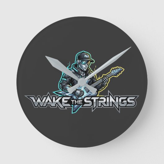 Wake The Strings Retro Future Art Runde Wanduhr (Vorderseite)