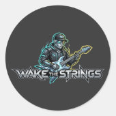Wake The Strings Retro Future Art Runder Aufkleber (Vorderseite)