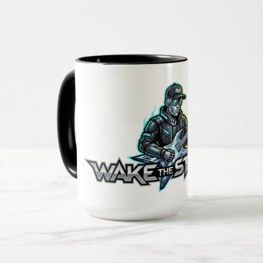 Wake The Strings Retro Future Art Tasse (Vorderseite Links)