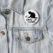 Wake Up Human - Funny Cat With Skull Button (Beispiel)