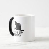 Wake Up Human - Funny Cat With Skull Verwandlungstasse (Vorderseite Links)